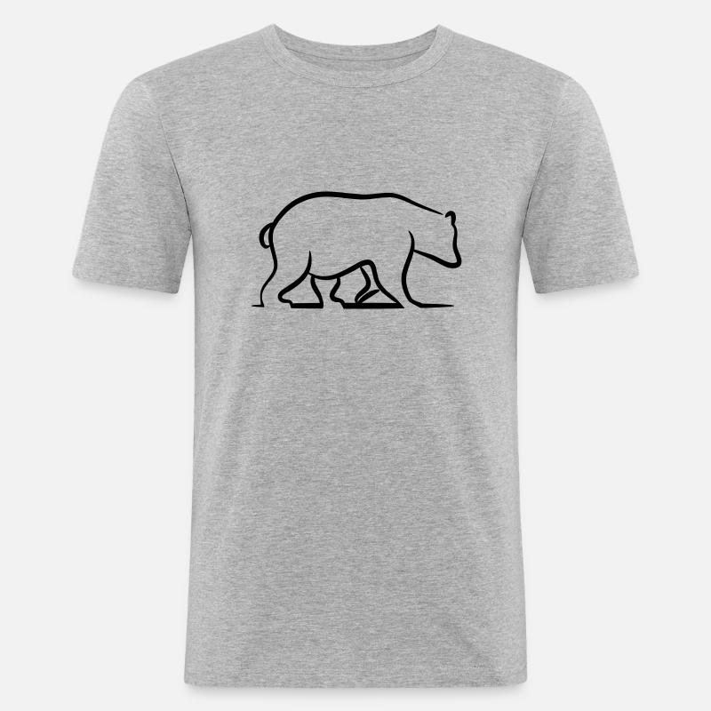 Braunbär - Grizzly - Männer Slim Fit T-Shirt - Grau meliert