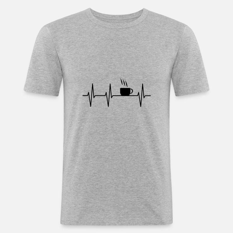 Kaffee - Männer Slim Fit T-Shirt - Grau meliert