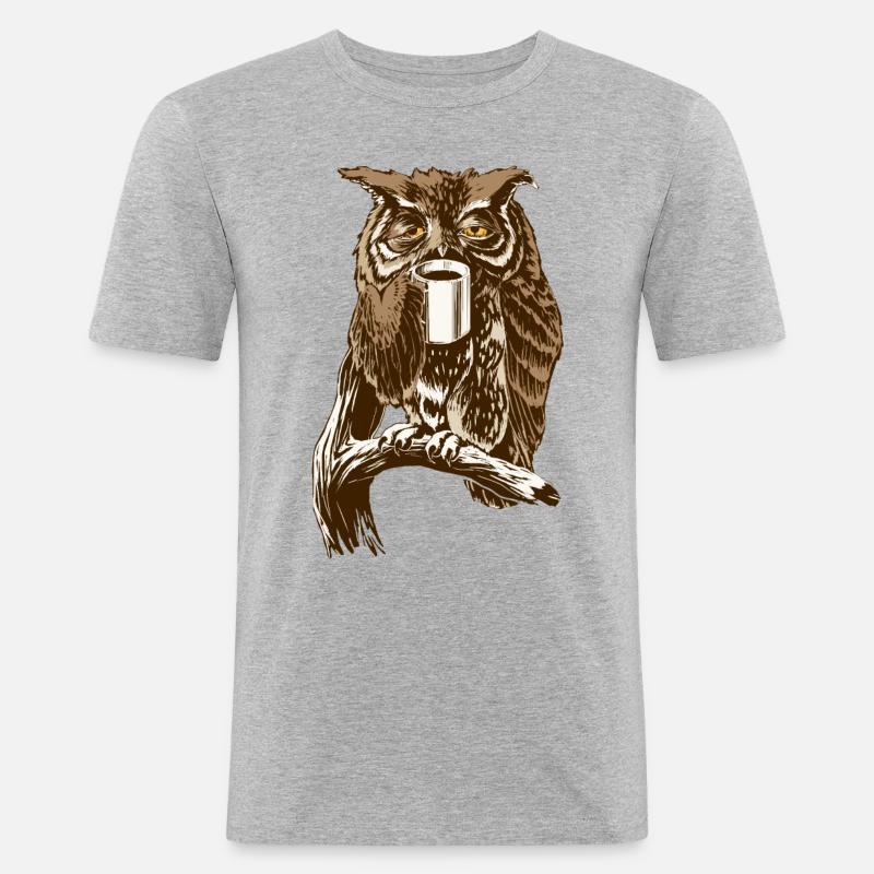 Kaffee-Eule braun - Männer Slim Fit T-Shirt - Grau meliert