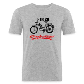 Zündapp ZR Mofa Kult 70er Jahre - Männer Slim Fit T-Shirt - Grau meliert - Vorne - Nik (191cm)