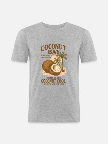 Coconut Summer Sun Retro Graphic - Men's Slim Fit T-Shirt - heather grey