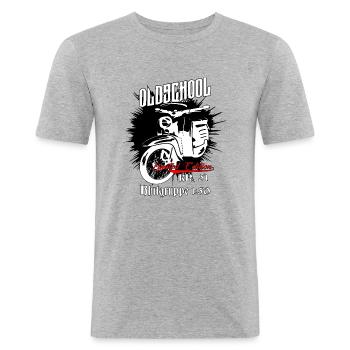 Simson Schwalbe Bromfiets - Mannen slim fit T-shirt - grijs gemêleerd - Voor - Nik (191cm)