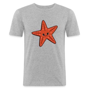 Étoile de mer - T-shirt près du corps Homme - gris chiné - Devant - Nik (191cm)