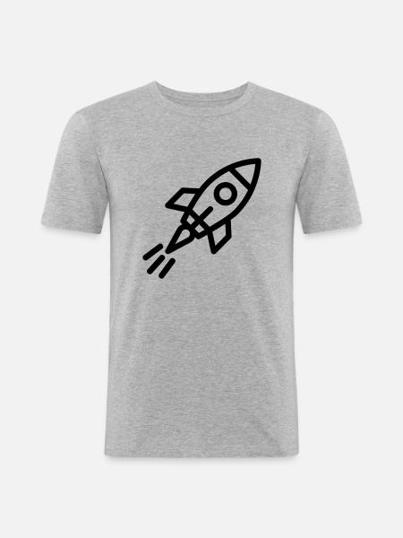 Die Rakete - Männer Slim Fit T-Shirt - Grau meliert