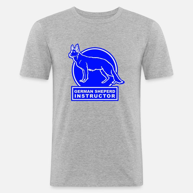 German Shepard Instructor blue - Männer Slim Fit T-Shirt - Grau meliert