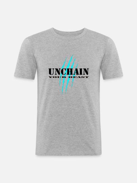Unchain your beast petr - Men's Slim Fit T-Shirt - heather grey