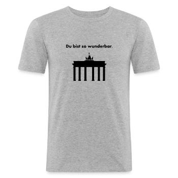 Berlin Brandenburger Tor - Männer Slim Fit T-Shirt - Grau meliert - Vorne - Nik (191cm)
