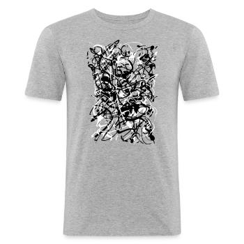 abstrakt - Männer Slim Fit T-Shirt - Grau meliert - Vorne - Nik (191cm)