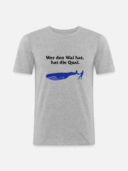 Wal = Qual - Männer Slim Fit T-Shirt - Grau meliert