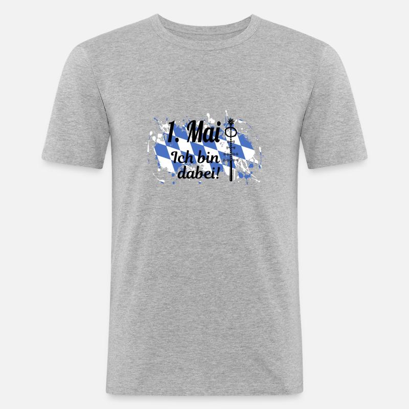 1. Mai - Ich bin dabei! - Männer Slim Fit T-Shirt - Grau meliert
