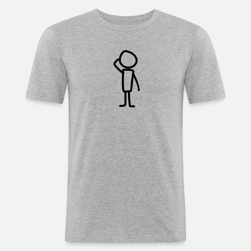 Mann Mensch - Männer Slim Fit T-Shirt - Grau meliert