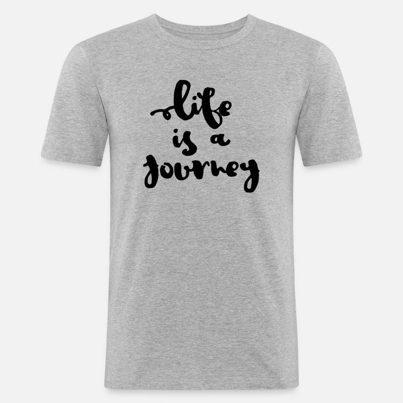 Life is a journey - Männer Slim Fit T-Shirt - Grau meliert