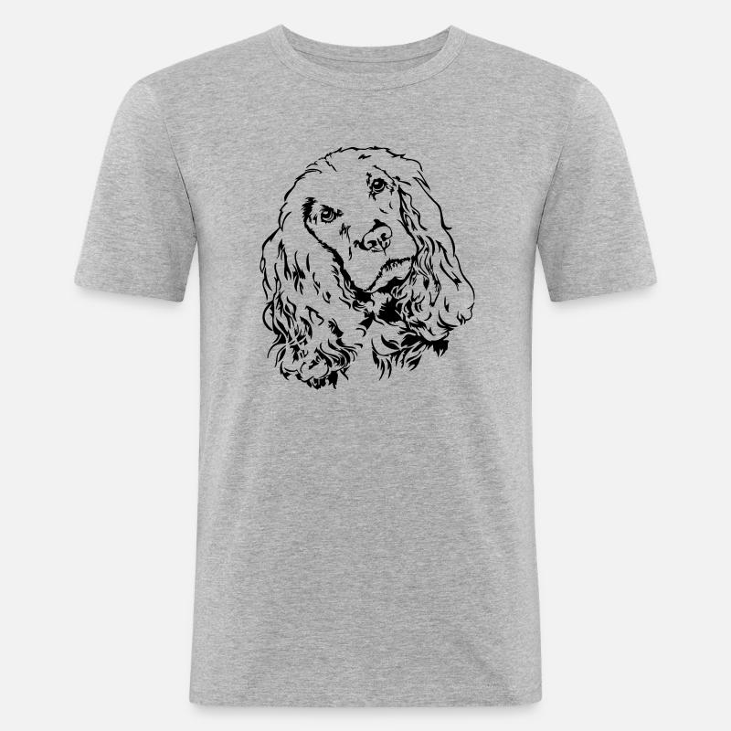 COCKER SPANIEL Portrait Wilsigns - Männer Slim Fit T-Shirt - Grau meliert