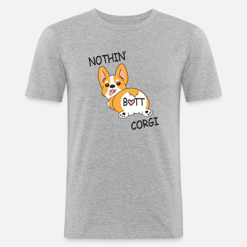 corgi - Männer Slim Fit T-Shirt - Grau meliert