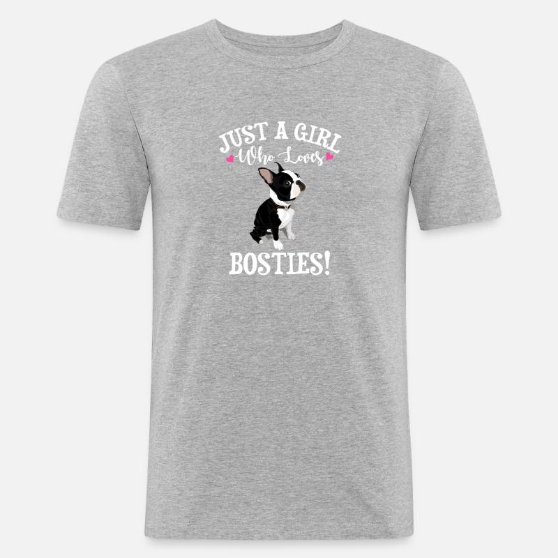 Boston Terrier - Männer Slim Fit T-Shirt - Grau meliert