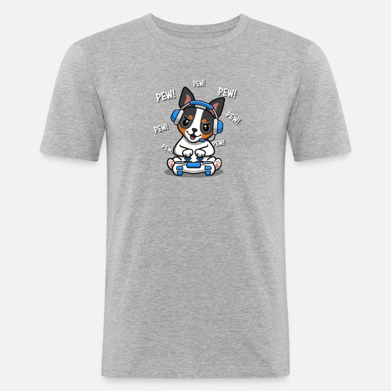 Ratterrier - Männer Slim Fit T-Shirt - Grau meliert