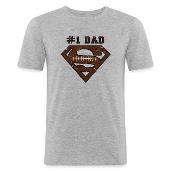 Superman Super Dad Football - Männer Slim Fit T-Shirt - Grau meliert - Vorne - Nik (191cm)