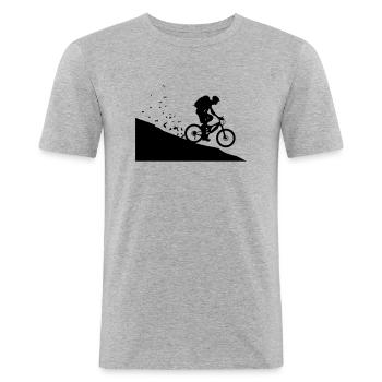 Mountain bikers - Men's Slim Fit T-Shirt - heather grey - Front - Nik (191cm)