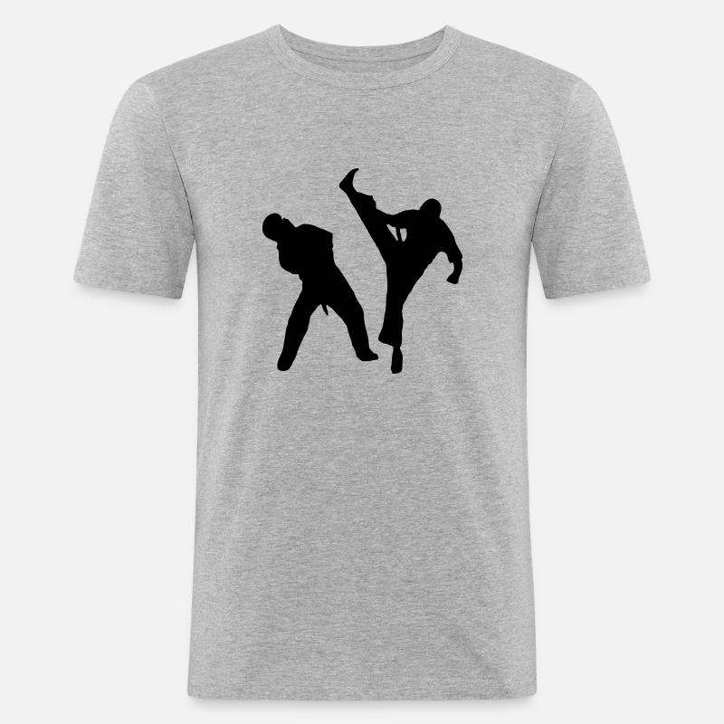 Axe Kick - Männer Slim Fit T-Shirt - Grau meliert