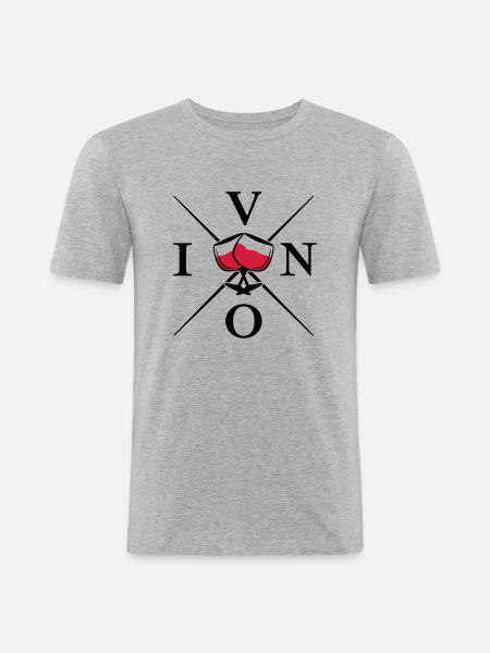 vino design - Männer Slim Fit T-Shirt - Grau meliert
