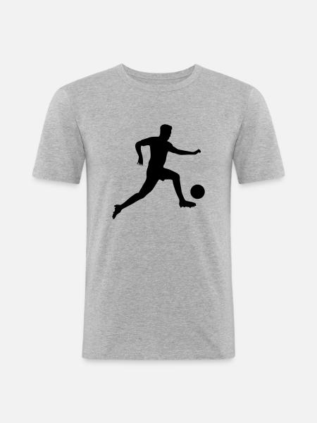 fussballer silhouette - Männer Slim Fit T-Shirt - Grau meliert