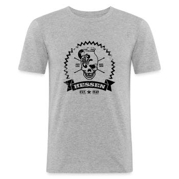 Skull Hessen - Männer Slim Fit T-Shirt - Grau meliert - Vorne - Nik (191cm)