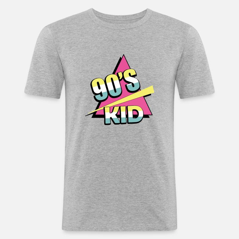 1990iger Sprüche 90s Geschenksidee - Männer Slim Fit T-Shirt - Grau meliert