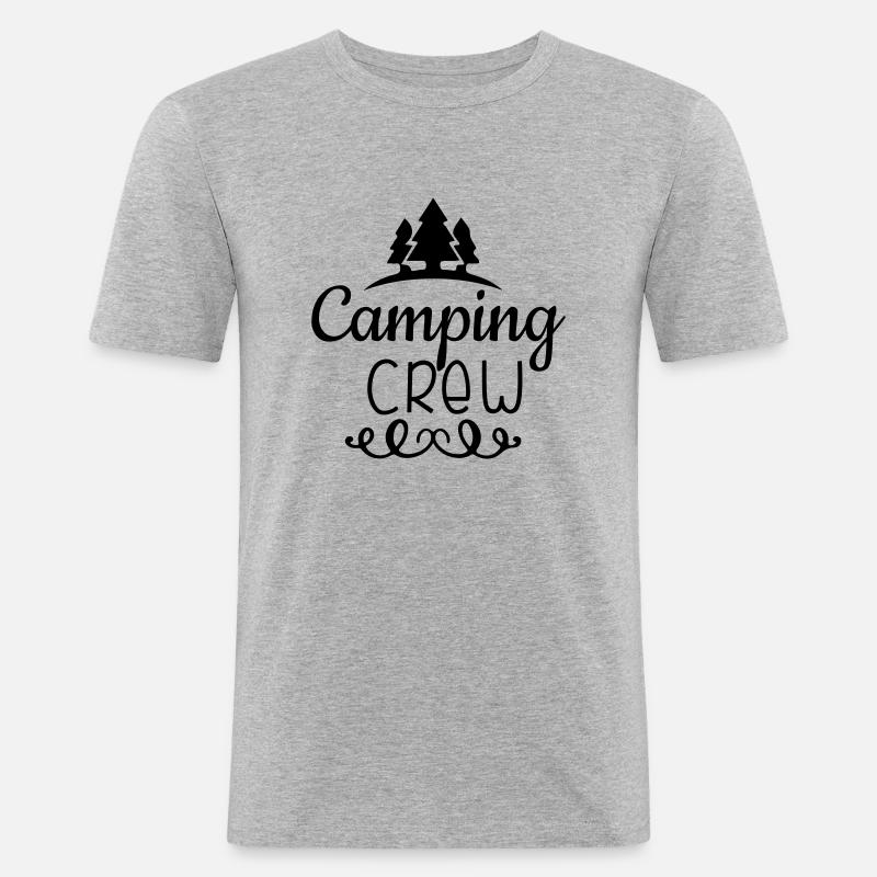 Camping Crew - Männer Slim Fit T-Shirt - Grau meliert