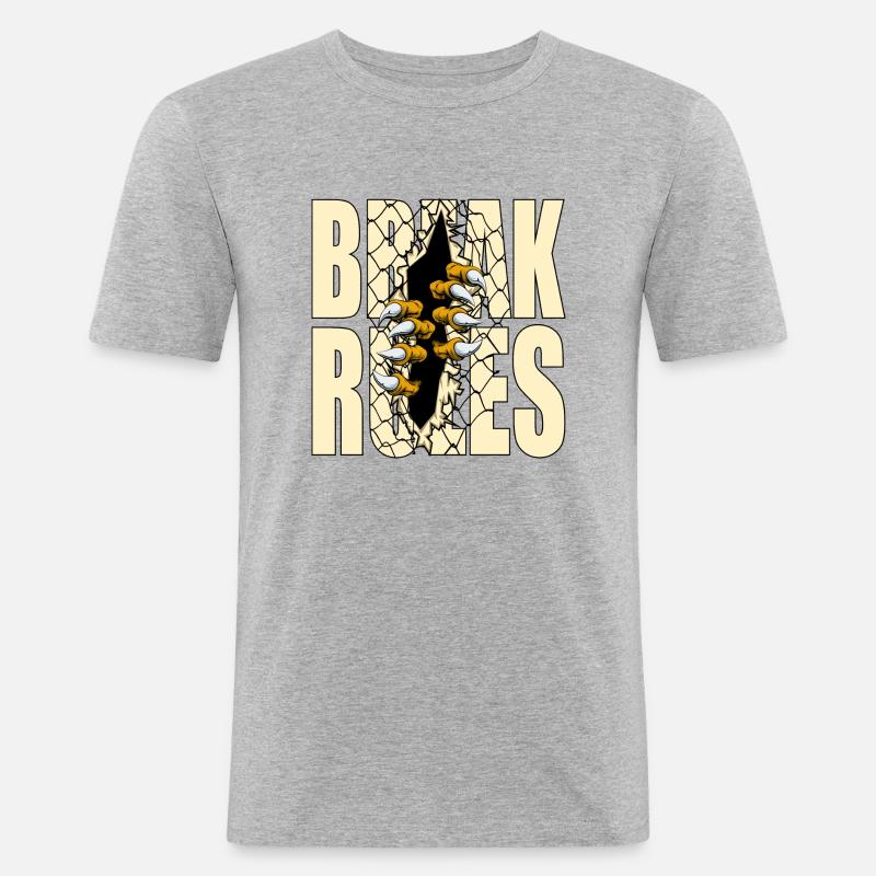 BREAK RULES - Männer Slim Fit T-Shirt - Grau meliert