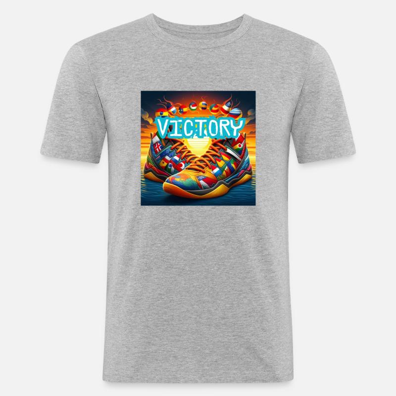 Sieg - Männer Slim Fit T-Shirt - Grau meliert
