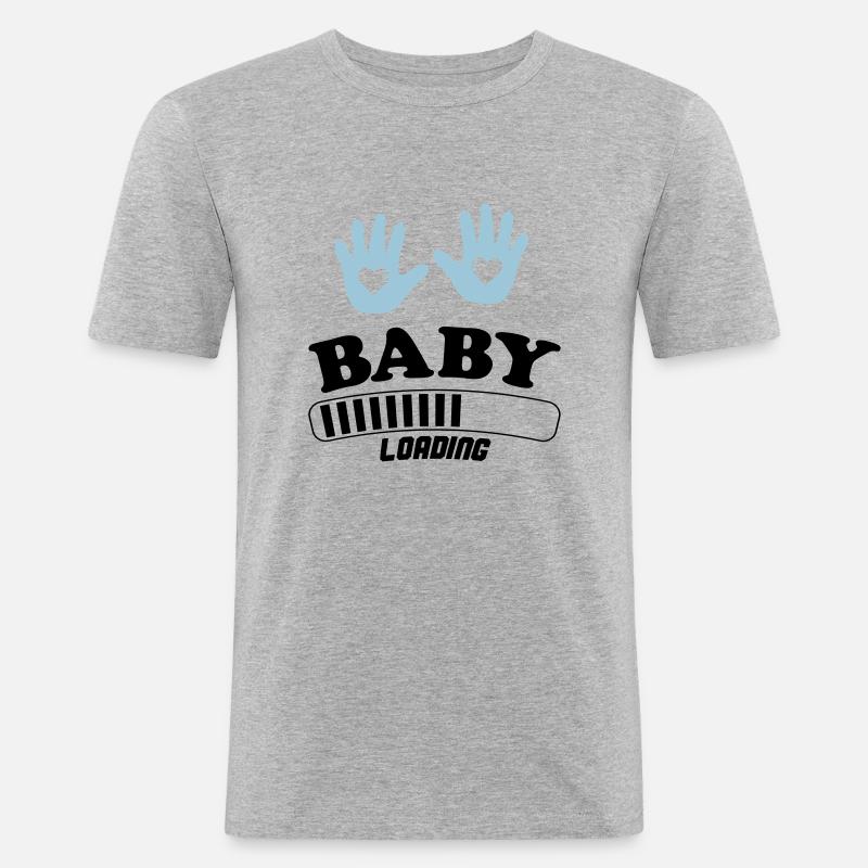 baby loading - Männer Slim Fit T-Shirt - Grau meliert
