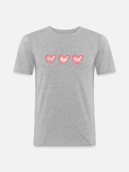 Herzen Herz - Männer Slim Fit T-Shirt - Grau meliert