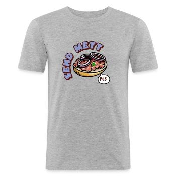 Send Mett Brötchen Please - Männer Slim Fit T-Shirt - Grau meliert - Vorne - Nik (191cm)