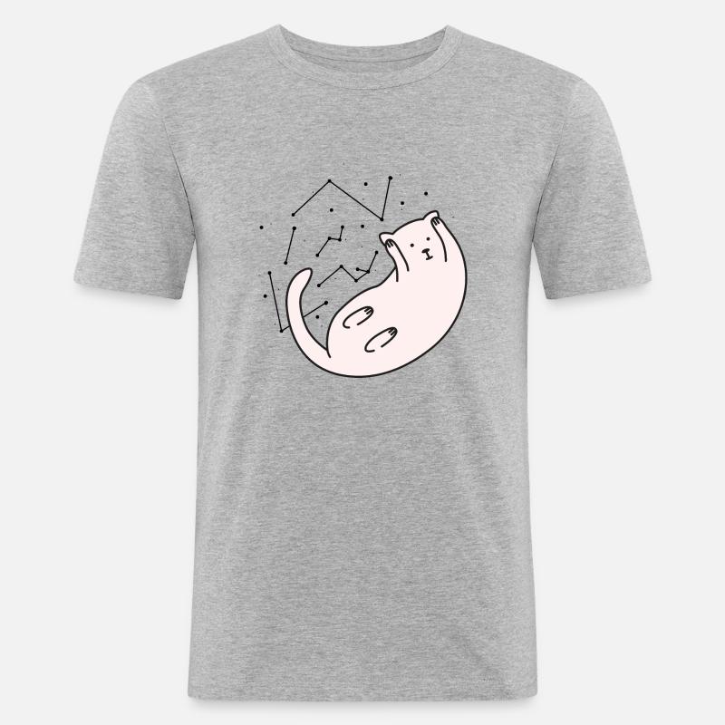 Space Cat Version 2 - Männer Slim Fit T-Shirt - Grau meliert