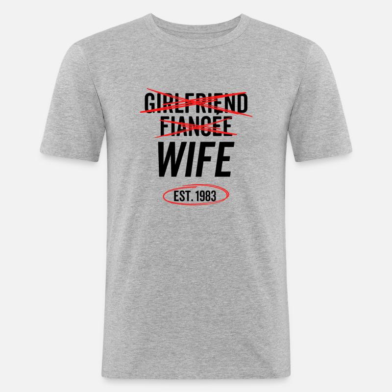 Freundin Verlobte Ehefrau Est 1983 - Männer Slim Fit T-Shirt - Grau meliert