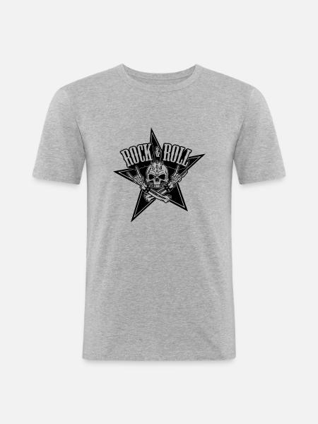 Rock and roll skull - Skull - Men's Slim Fit T-Shirt - heather grey
