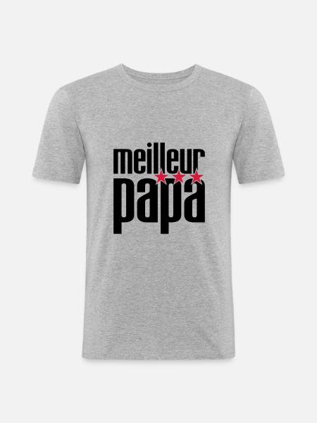 Meilleur Papa - T-shirt près du corps Homme - gris chiné