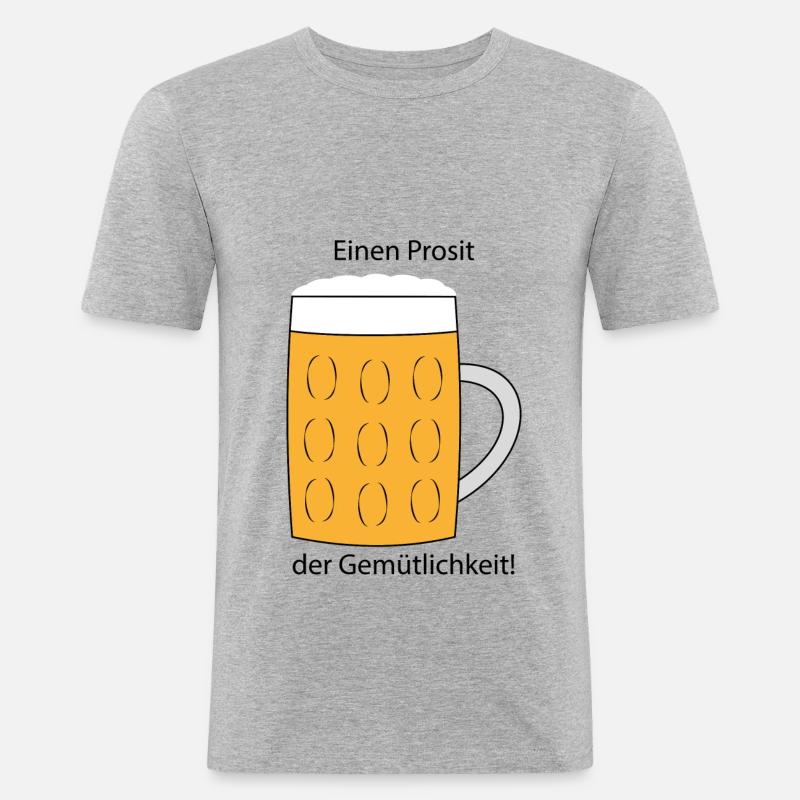 Prosit der Gemuetlichkeit - Männer Slim Fit T-Shirt - Grau meliert