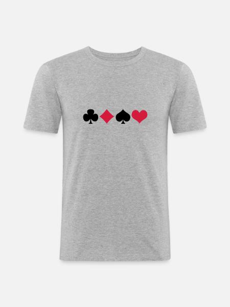 Karten 2 - Männer Slim Fit T-Shirt - Grau meliert