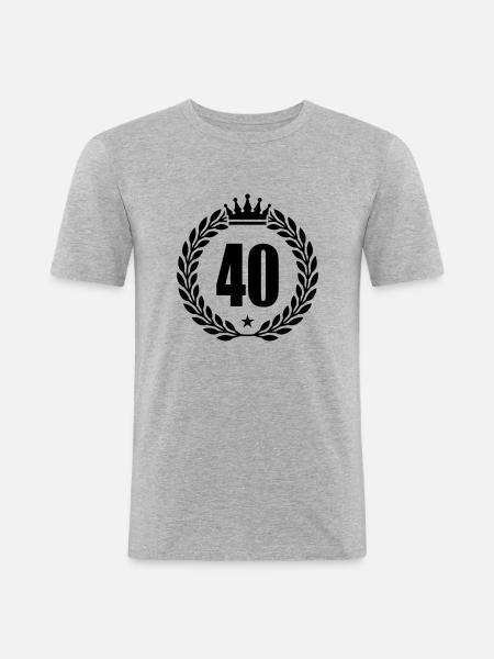 40 kranz krone - Männer Slim Fit T-Shirt - Grau meliert