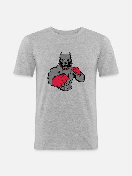 pitbull_fighter_002 - Men's Slim Fit T-Shirt - heather grey