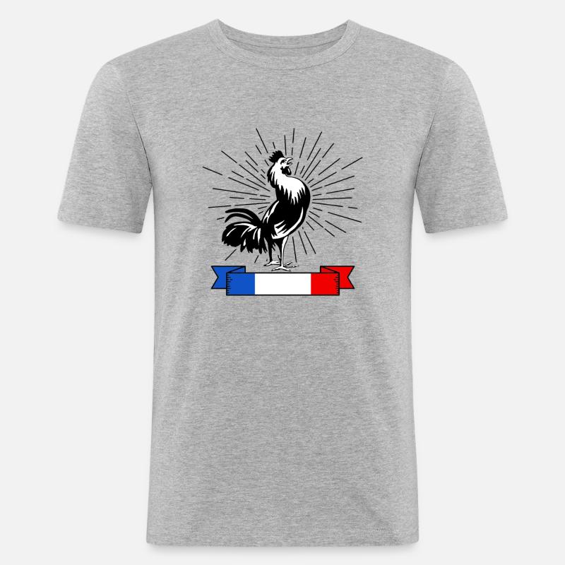 Il gallo francese - Maglietta aderente da uomo - grigio melange