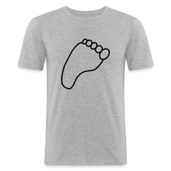 Fußabdruck rechts - Männer Slim Fit T-Shirt - Grau meliert - Vorne - Nik (191cm)