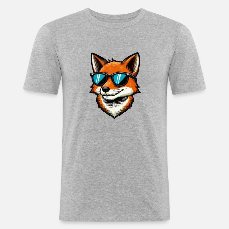 fuchs comic sonnenbrille - Männer Slim Fit T-Shirt - Grau meliert