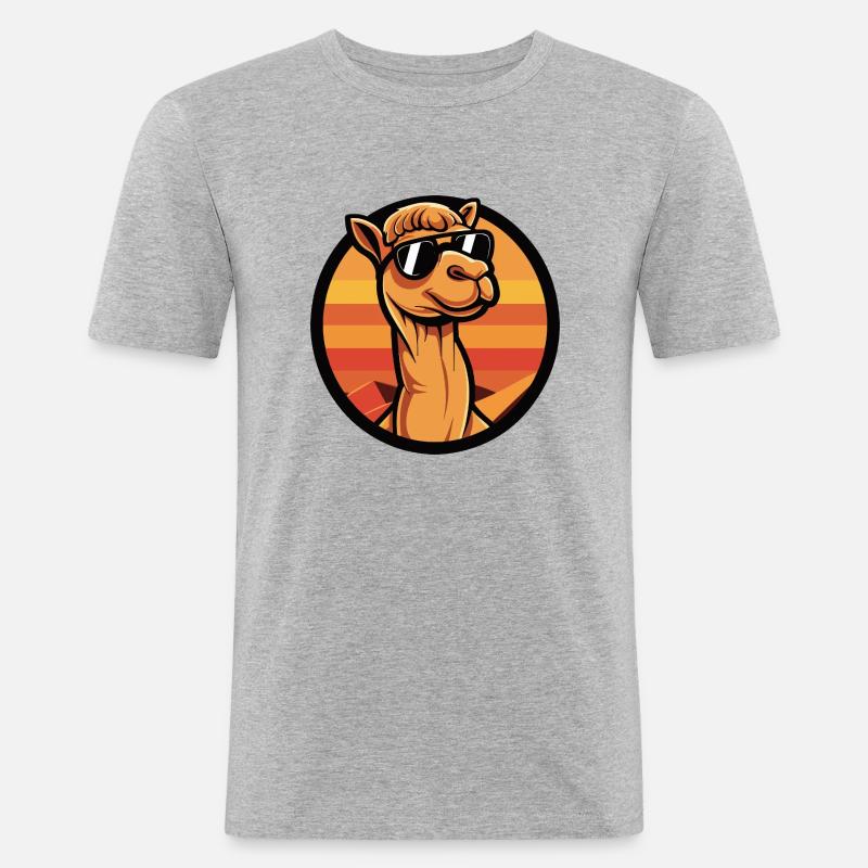 Kamel Comic Cool - Männer Slim Fit T-Shirt - Grau meliert