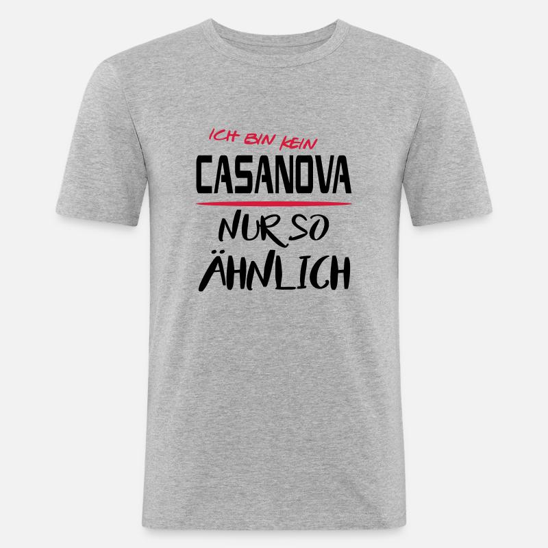 Männer Sprüche Angeber Casanova - Männer Slim Fit T-Shirt - Grau meliert