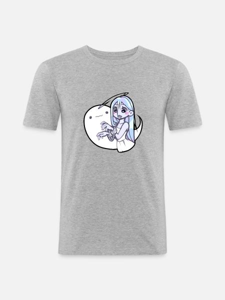 Geist Anime Mädchen - Männer Slim Fit T-Shirt - Grau meliert