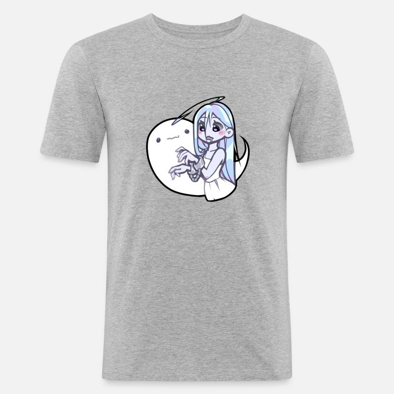 Geist Anime Mädchen - Männer Slim Fit T-Shirt - Grau meliert