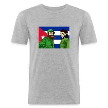 Fidel & Che Tee - Mannen slim fit T-shirt - grijs gemêleerd - Voor - Nik (191cm)
