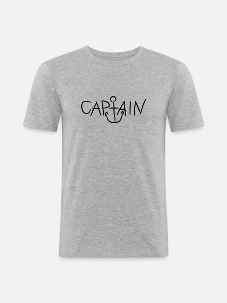 Captain Comic Anker Logo - Men's Slim Fit T-Shirt - heather grey